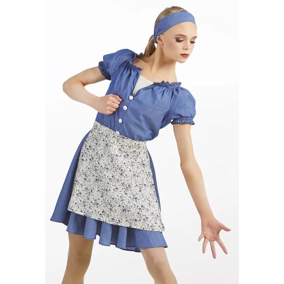 Dance Costume Weissman 11280 XL Child Blue Jazz Annie Cinderella Maid Musical - Picture 1 of 3